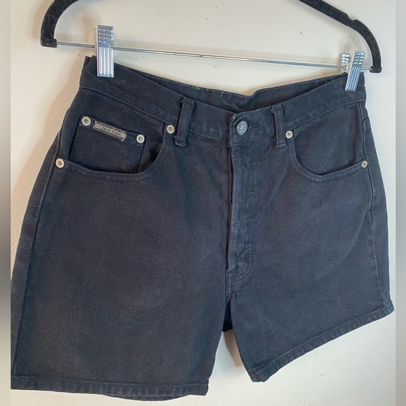 Vintage Calvin Klein Black Mom Shorts High Waisted Button Fly Denim Size 9 (29W) - Picture 5 of 14